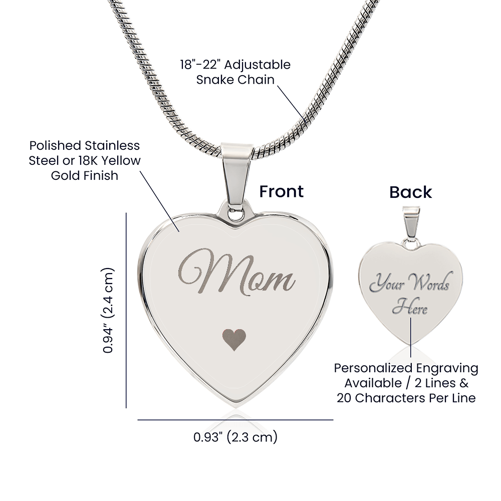 Personalized Mom Gift Heart Necklace
