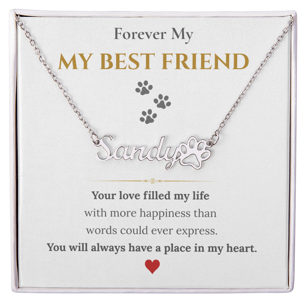 Paw Print Name Necklace