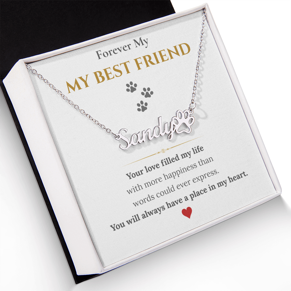 Paw Print Name Necklace