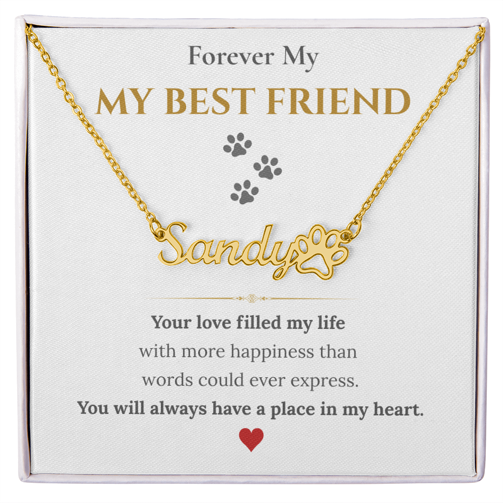 Paw Print Name Necklace
