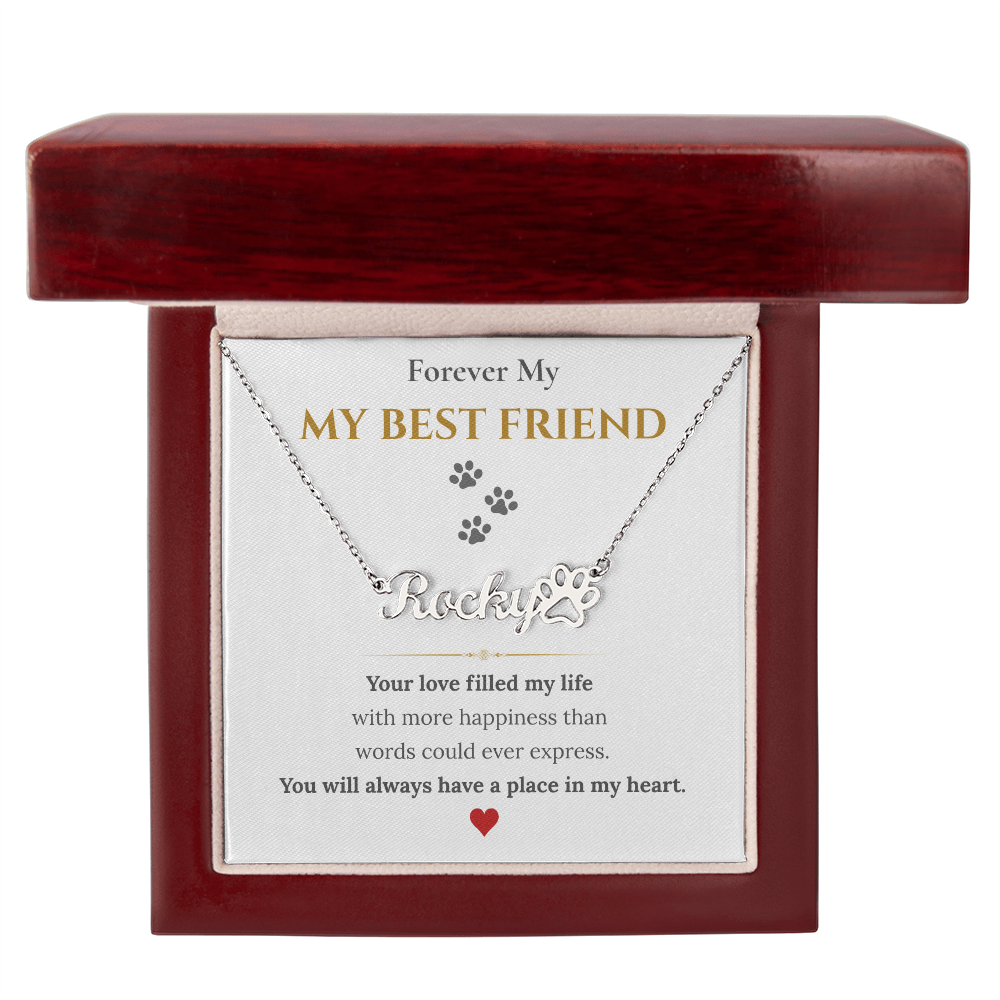 Paw Print Name Necklace