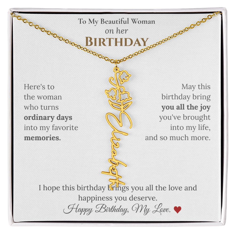 Custom Flower Name Necklace for Her