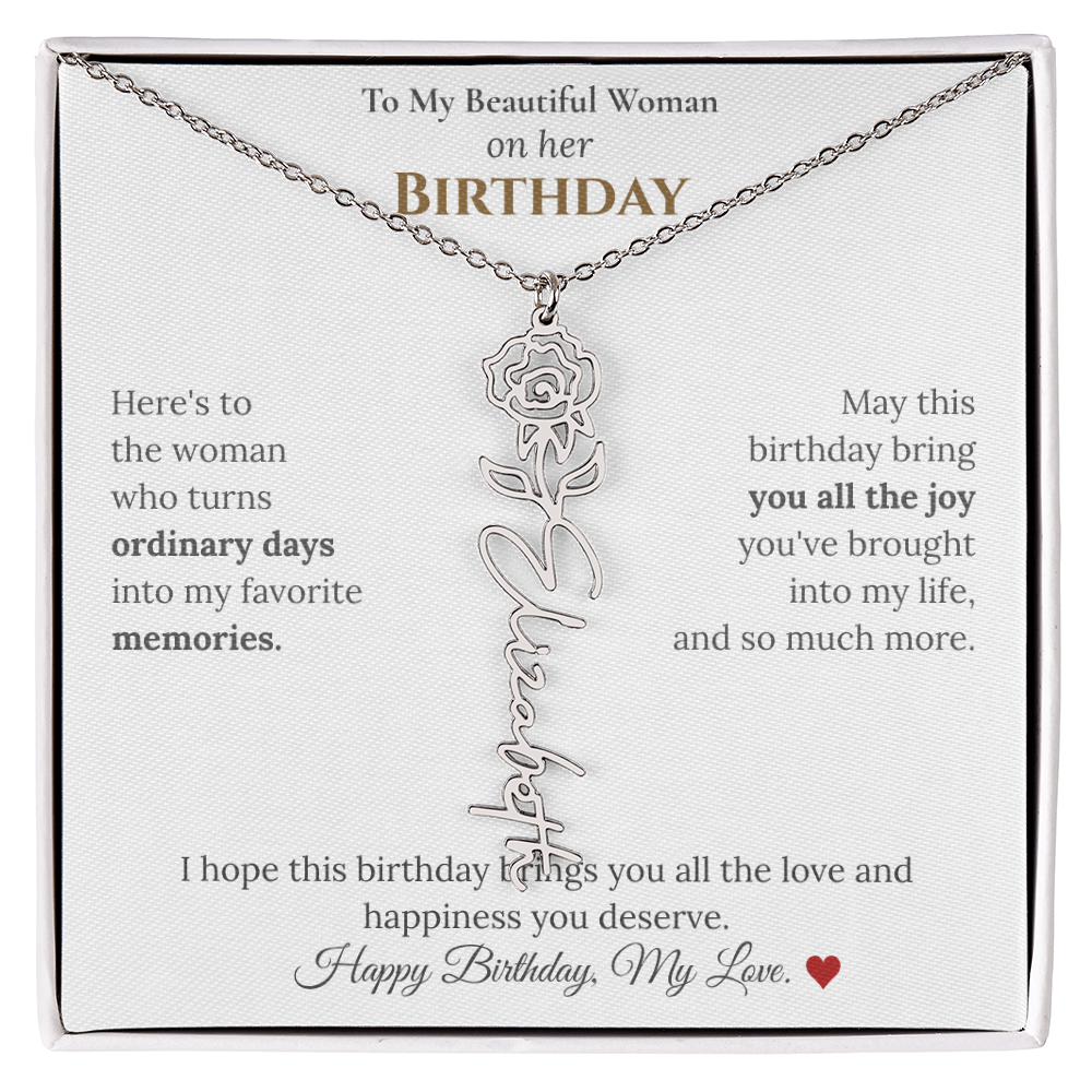 Custom Flower Name Necklace for Her