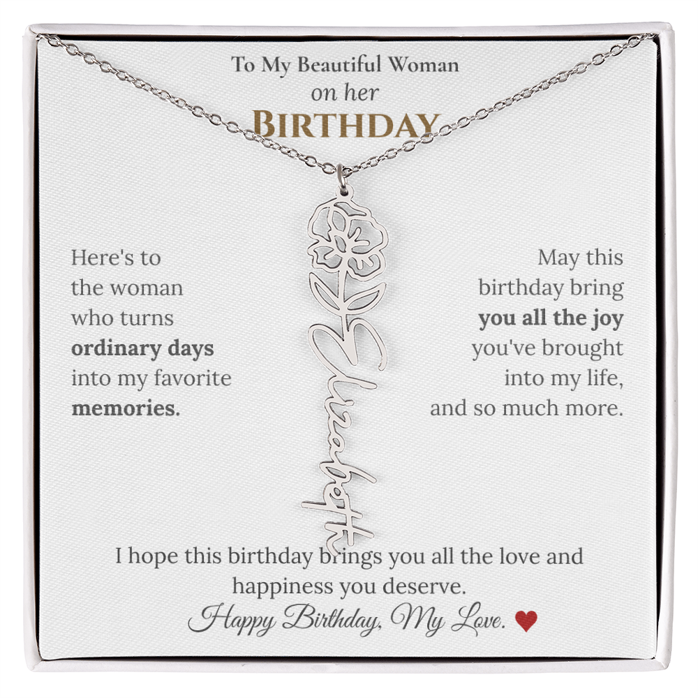 Custom Flower Name Necklace for Her