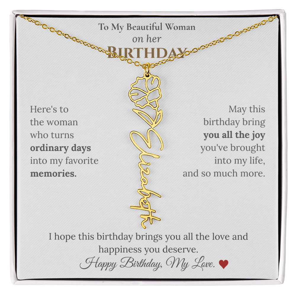 Custom Flower Name Necklace for Her