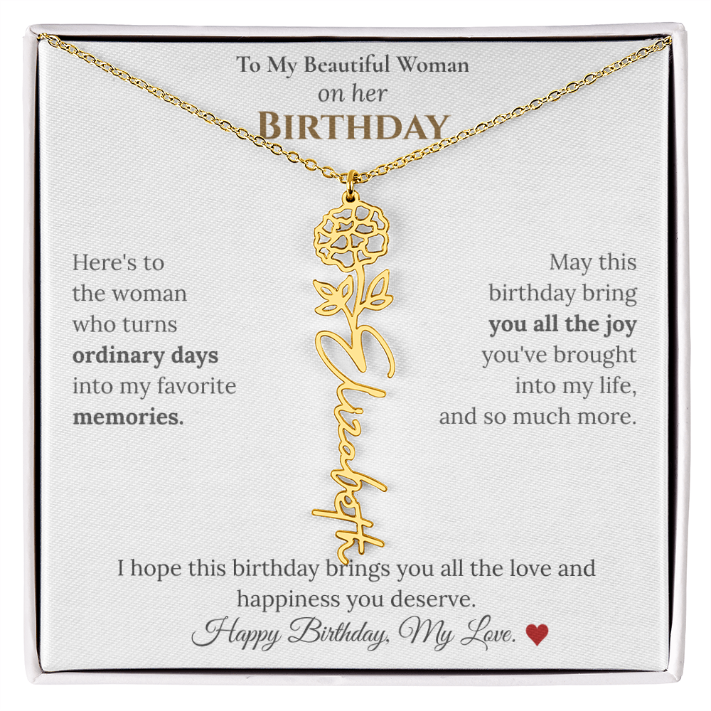 Custom Flower Name Necklace for Her